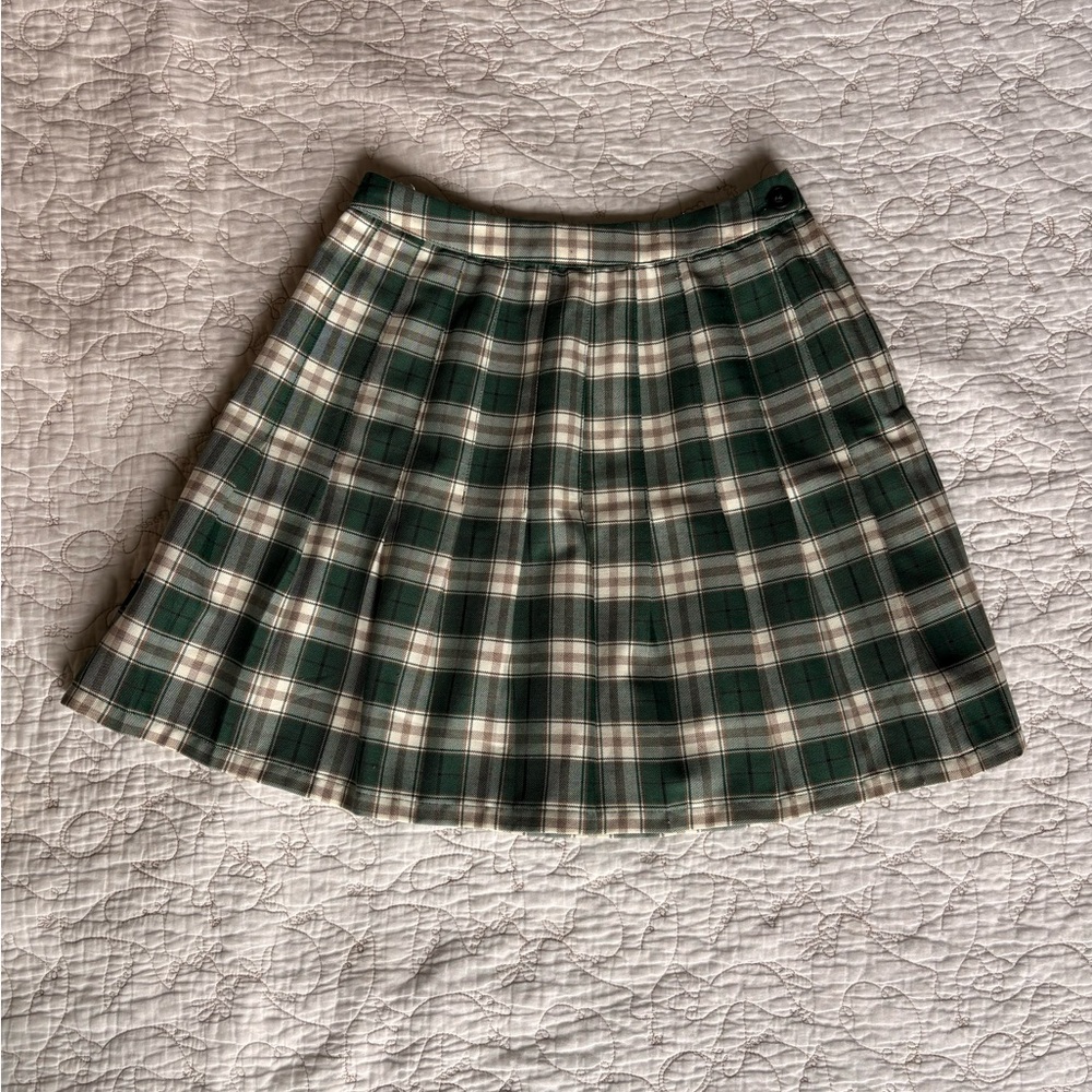 Plaid Pleated Tennis Skirt by UO—Green & White